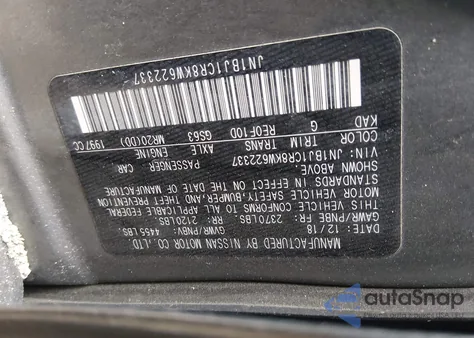 2019 Nissan Rogue Sport Sl from USA, damaged, VIN JN1BJ1CR8KW622337